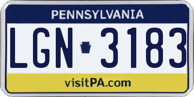PA license plate LGN3183