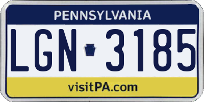 PA license plate LGN3185