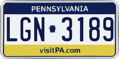 PA license plate LGN3189