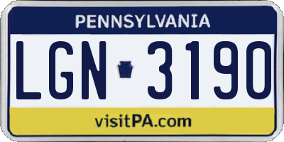 PA license plate LGN3190
