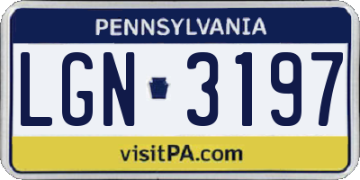 PA license plate LGN3197