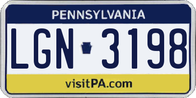 PA license plate LGN3198