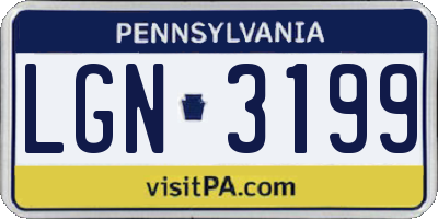 PA license plate LGN3199