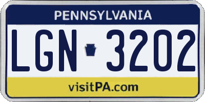 PA license plate LGN3202