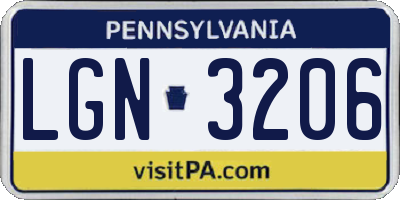 PA license plate LGN3206