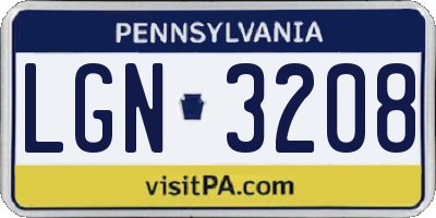 PA license plate LGN3208
