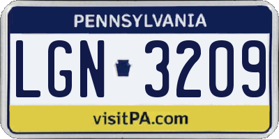 PA license plate LGN3209