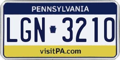 PA license plate LGN3210