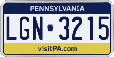 PA license plate LGN3215
