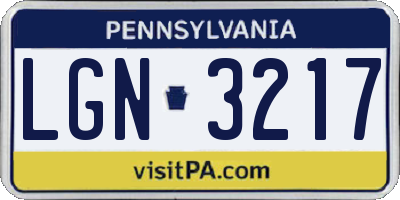 PA license plate LGN3217