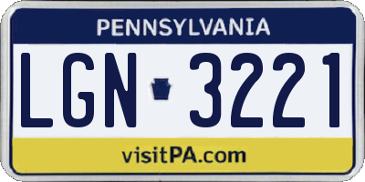 PA license plate LGN3221