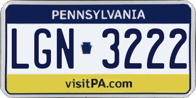 PA license plate LGN3222