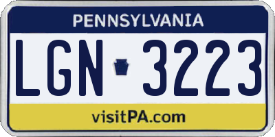 PA license plate LGN3223