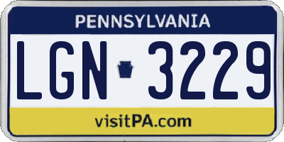 PA license plate LGN3229