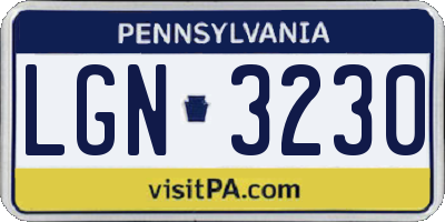 PA license plate LGN3230