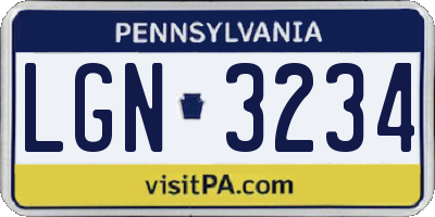 PA license plate LGN3234