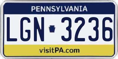 PA license plate LGN3236