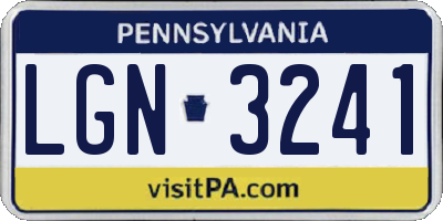 PA license plate LGN3241