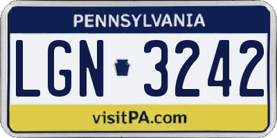 PA license plate LGN3242