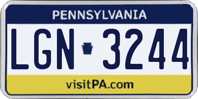 PA license plate LGN3244