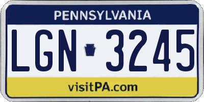 PA license plate LGN3245