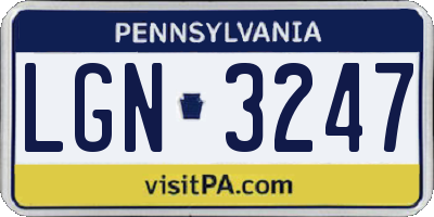 PA license plate LGN3247