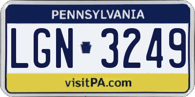 PA license plate LGN3249