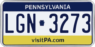 PA license plate LGN3273