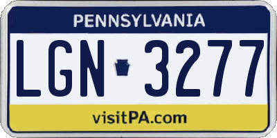 PA license plate LGN3277