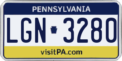 PA license plate LGN3280