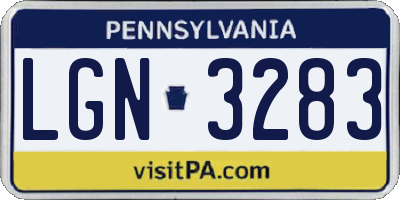 PA license plate LGN3283