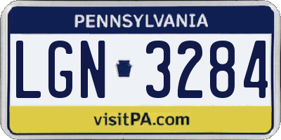 PA license plate LGN3284