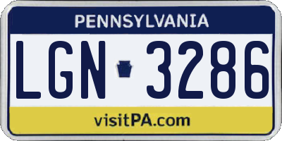 PA license plate LGN3286