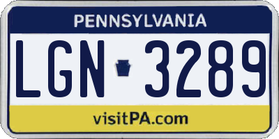 PA license plate LGN3289