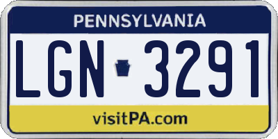 PA license plate LGN3291