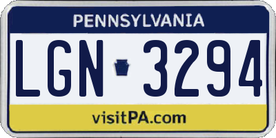 PA license plate LGN3294