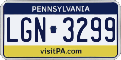 PA license plate LGN3299