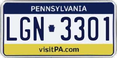 PA license plate LGN3301