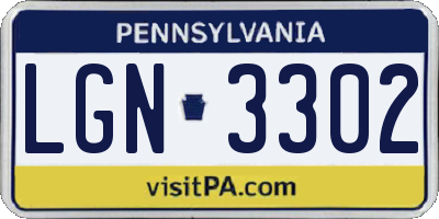 PA license plate LGN3302