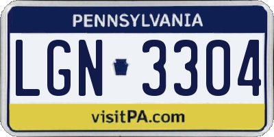 PA license plate LGN3304