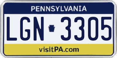 PA license plate LGN3305