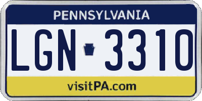 PA license plate LGN3310
