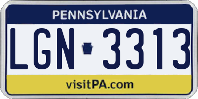 PA license plate LGN3313