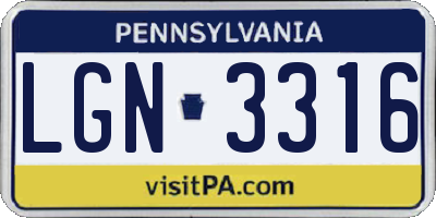 PA license plate LGN3316