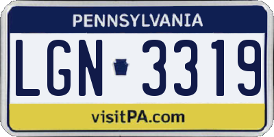 PA license plate LGN3319