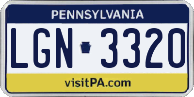 PA license plate LGN3320