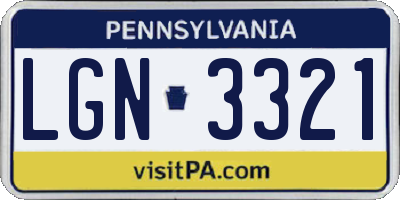 PA license plate LGN3321