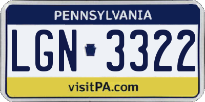 PA license plate LGN3322
