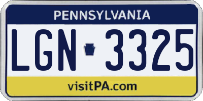 PA license plate LGN3325