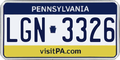 PA license plate LGN3326